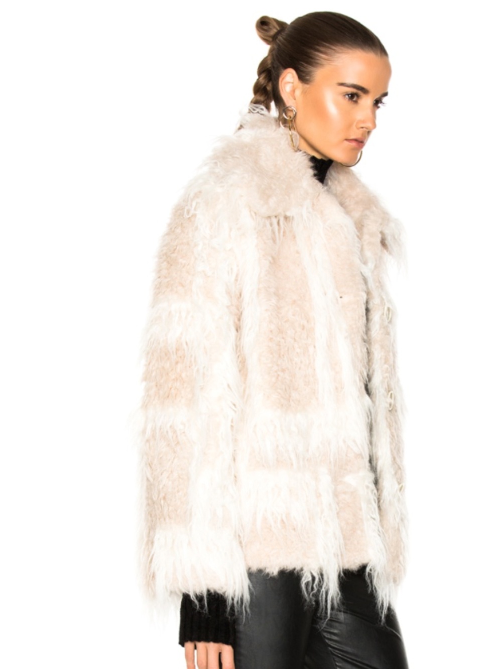 Helmut Lang Faux Fur Jacket Cream Ivory Shaggy Plush Coat - Picture 2 of 5